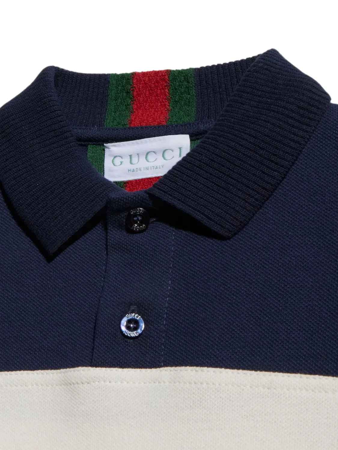 Рубашка поло с отделкой Web и вставками Gucci Kids, нейтральные цвета — фото 3