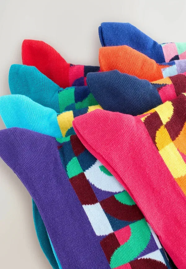 Носки в полоску Geometric pattern socks eight pack Next Striped, ярко-красный/зеленый — фото 3