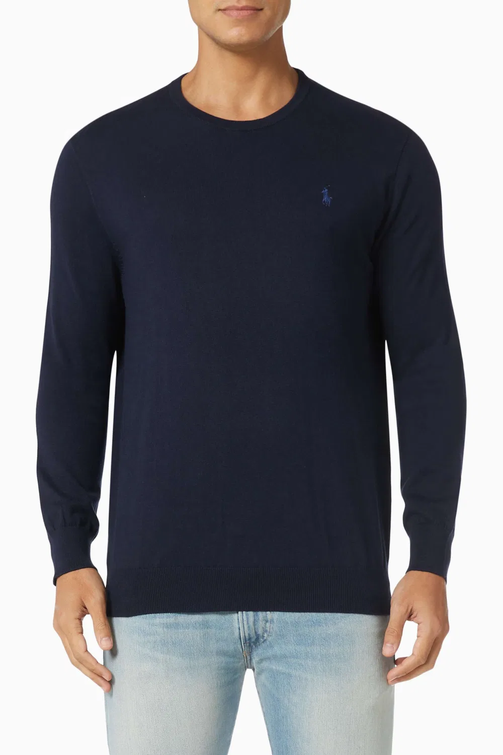 Свитер с круглым вырезом из хлопка Pima Polo Ralph Lauren, синий