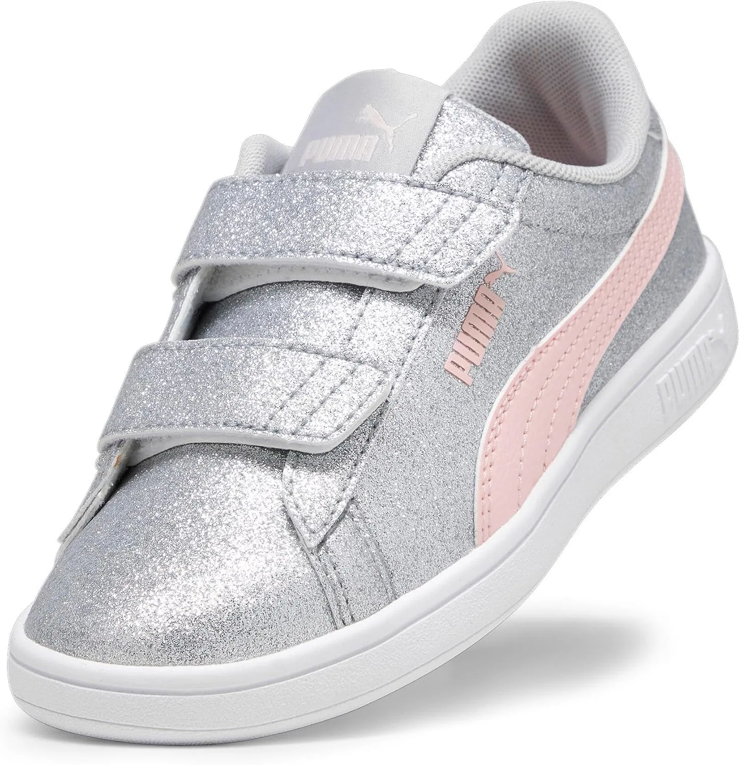 Детские кроссовки с липучкой Smash Hook and Loop PUMA, Glacial Gray-Frosty Pink — фото 4