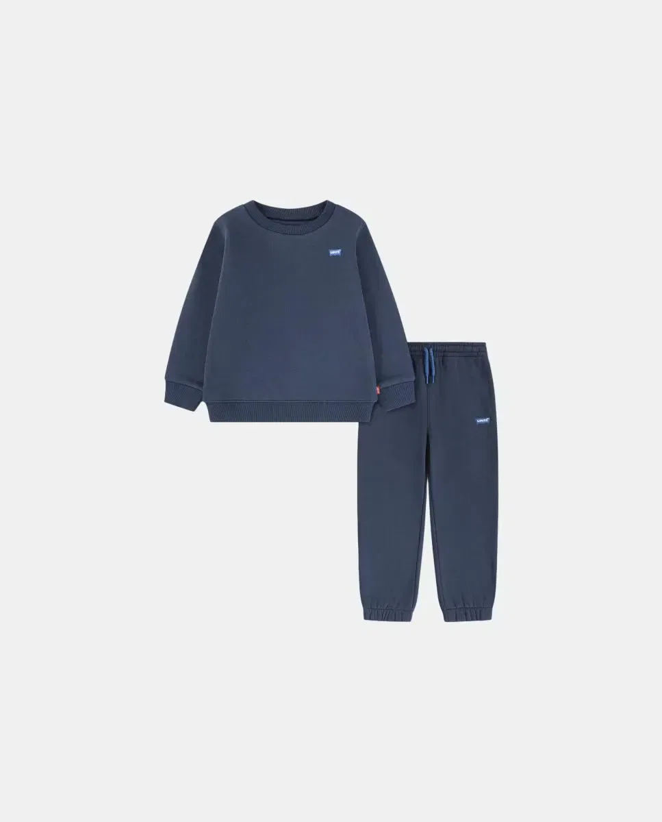 Детский комплект из футера с капюшоном и спортивных штанов Levi's Core Batwing, Azul