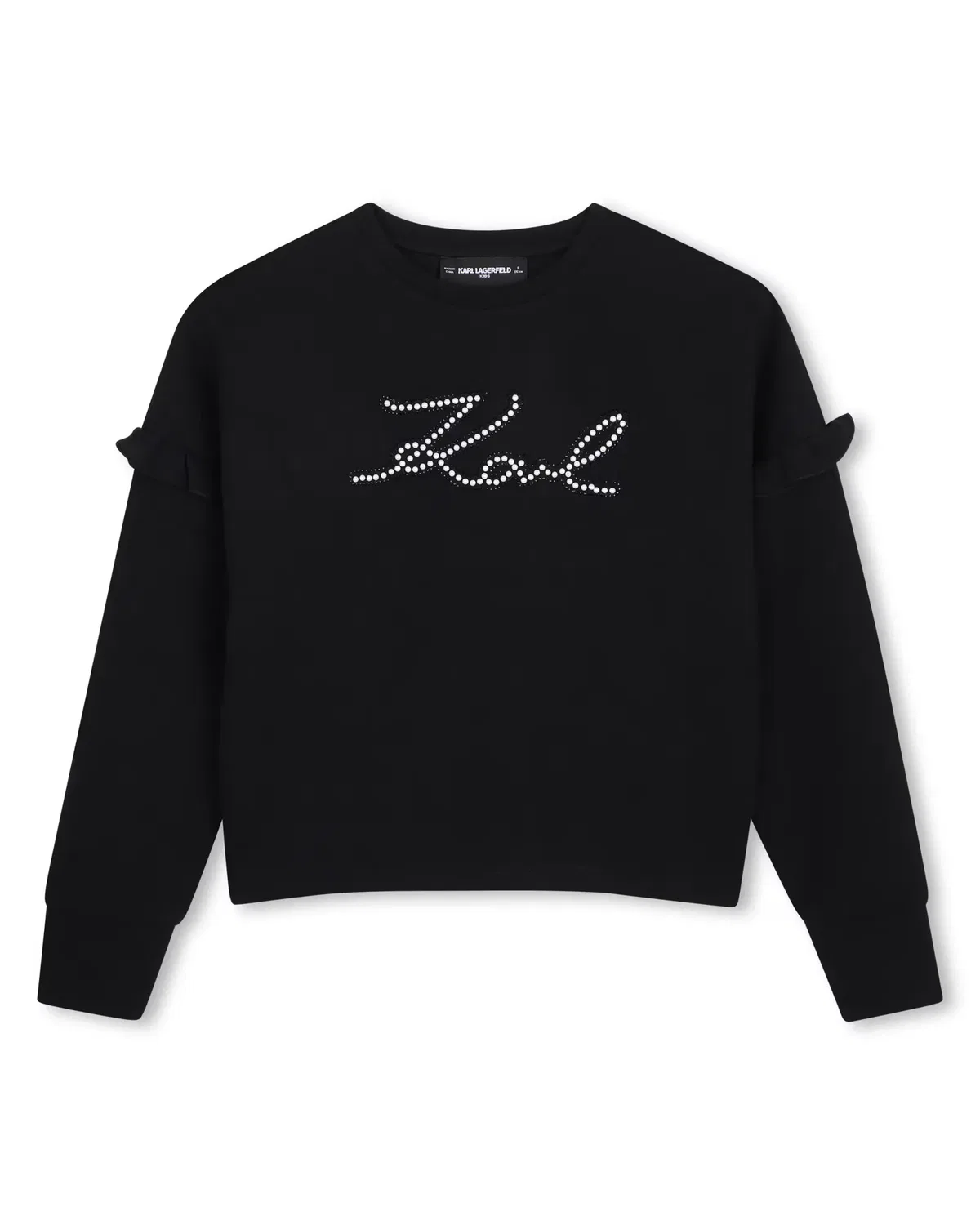 Детское худи для девочек с принтом Karl Lagerfeld Kids, Negro