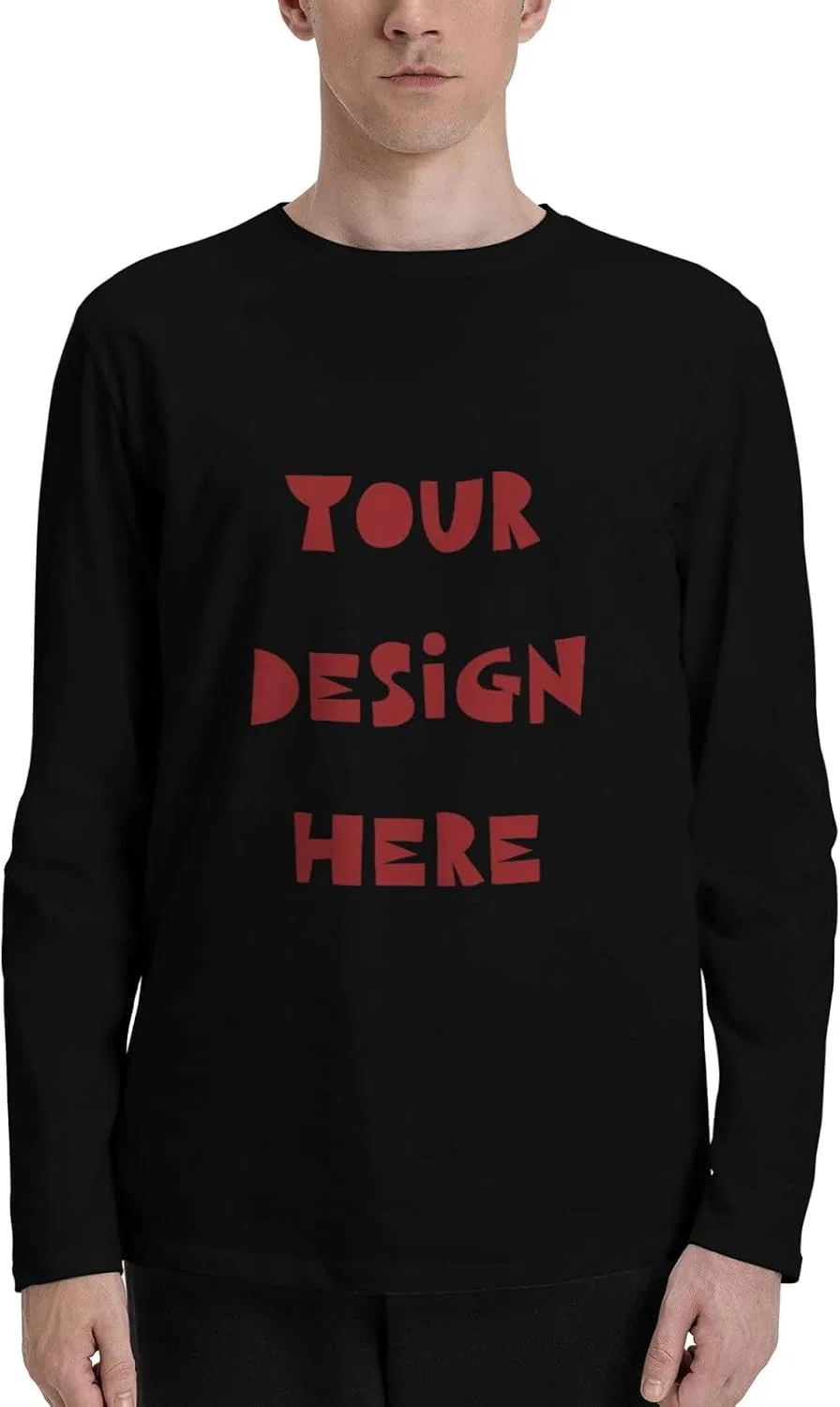 Мужская длинная футболка с длинным рукавом из хлопка, Black