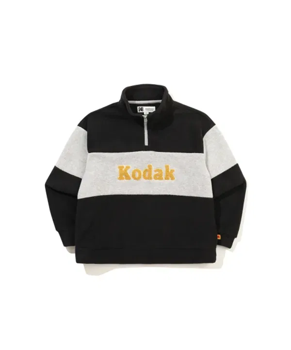 Свитшот с цветными блоками, микрофлис, полузастежка, Kodak Kids, черный
