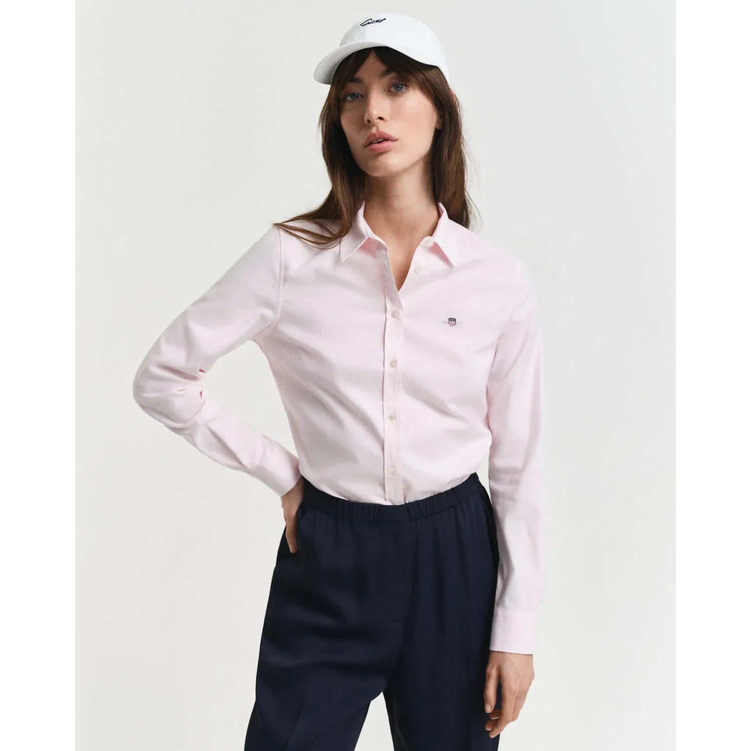Женская блузка с длинным рукавом New Slim Stretch Gant, Light Pink — фото 2