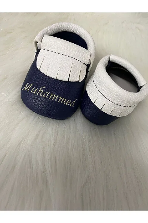 Детские мокасины для мальчиков с графическим принтом Betülün Diktikleri, Navy Blue — фото 3