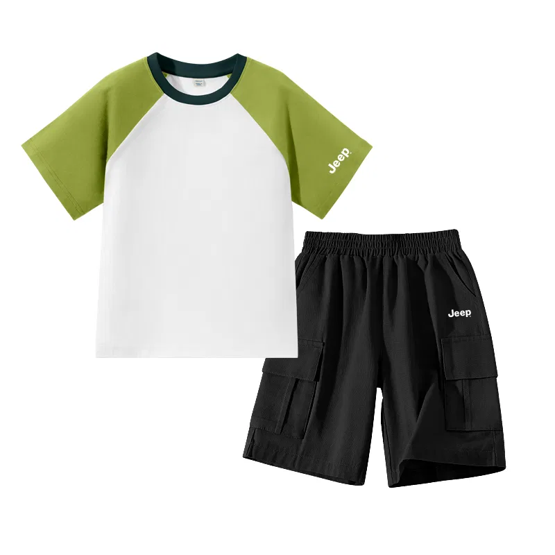 Детский комплект спортивной одежды с коротким рукавом, Jeep, Olive Green/Black
