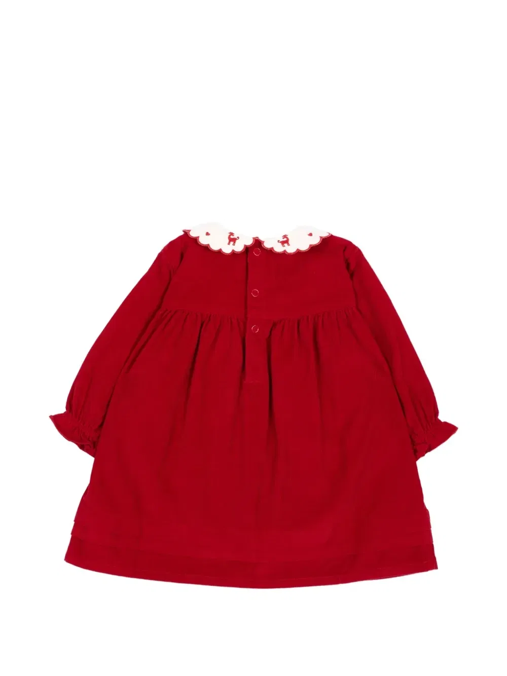 Платье с вышитым фестончатым воротником Petit Bateau, красный — фото 2
