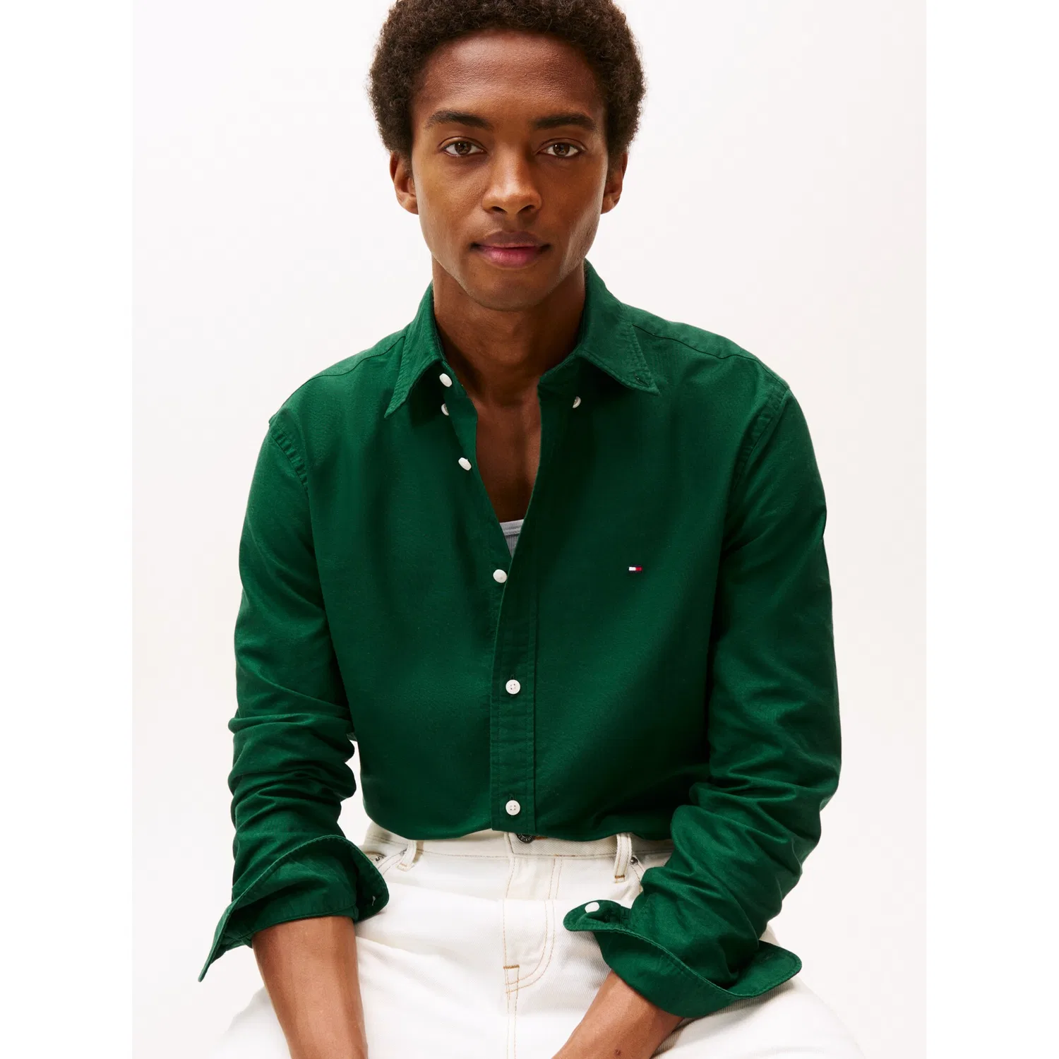 Мужская повседневная рубашка с длинным рукавом Tommy Hilfiger, Ornamental Green — фото 2