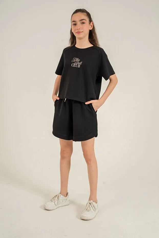 Детский комплект для девочек с вышивкой Glow girls club Mışıl Kids, Black — фото 4