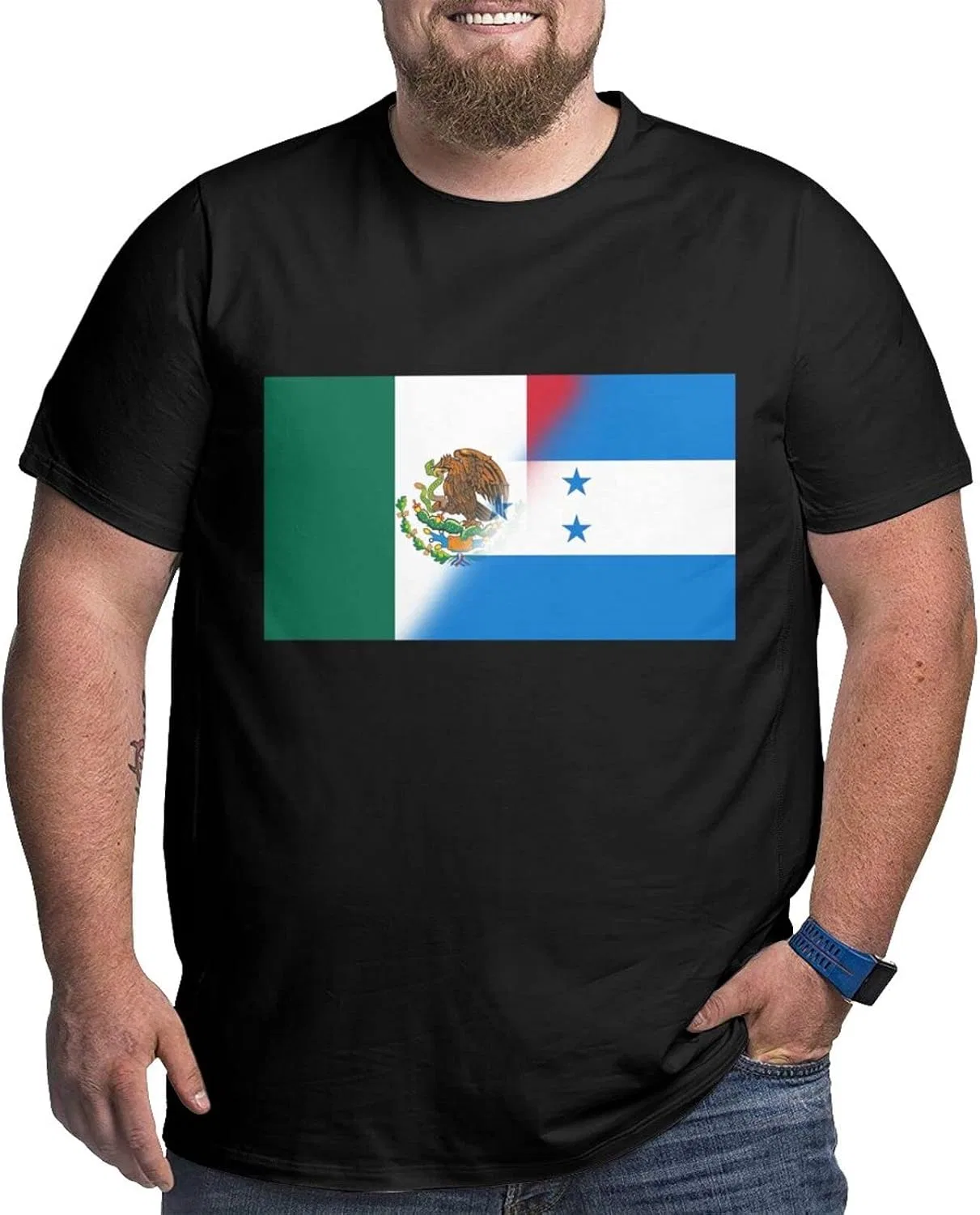 Мужская футболка с принтом Regular Fit Generic, Half Mexico Half Honduras Flag