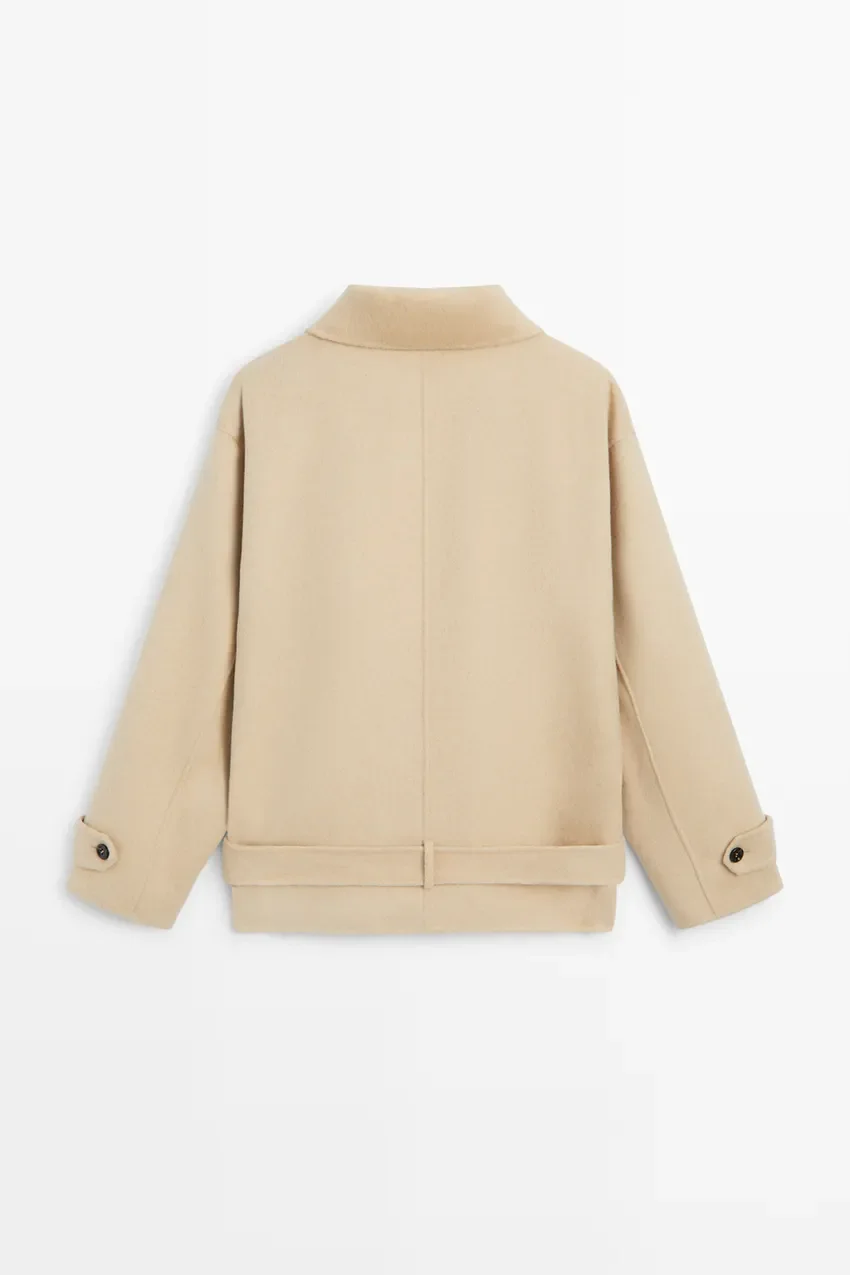 Тренч Massimo Dutti Trench With Belt Detail, бежевый — фото 3