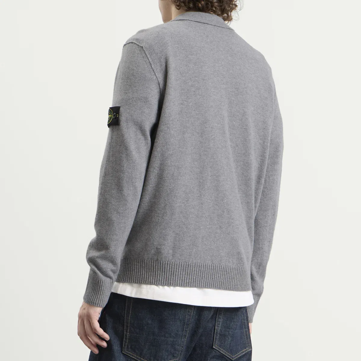 Лонгслив из мериносовой шерсти Geelong Wool Long Sleeve Polo Stone Island, Grey Melange — фото 3