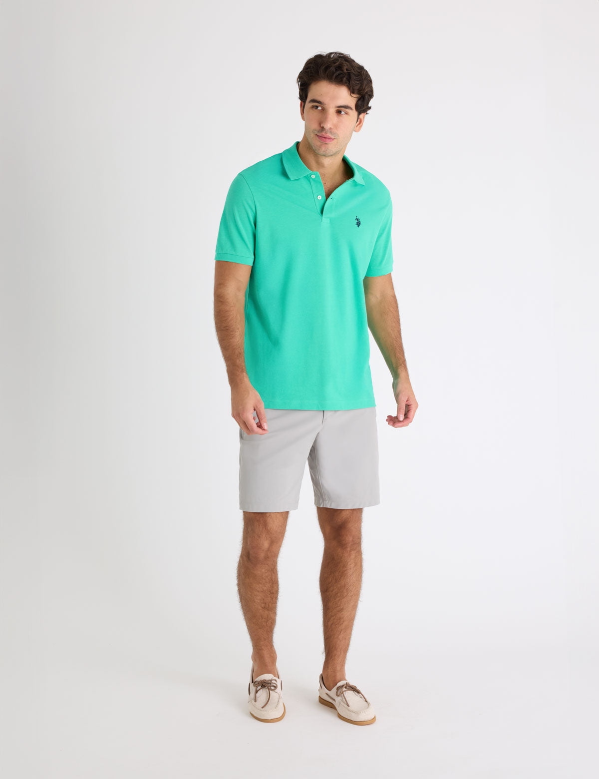 Футболка поло U.S. Polo Assn. Solid Pique Small Logo, бирюзовый — фото 3