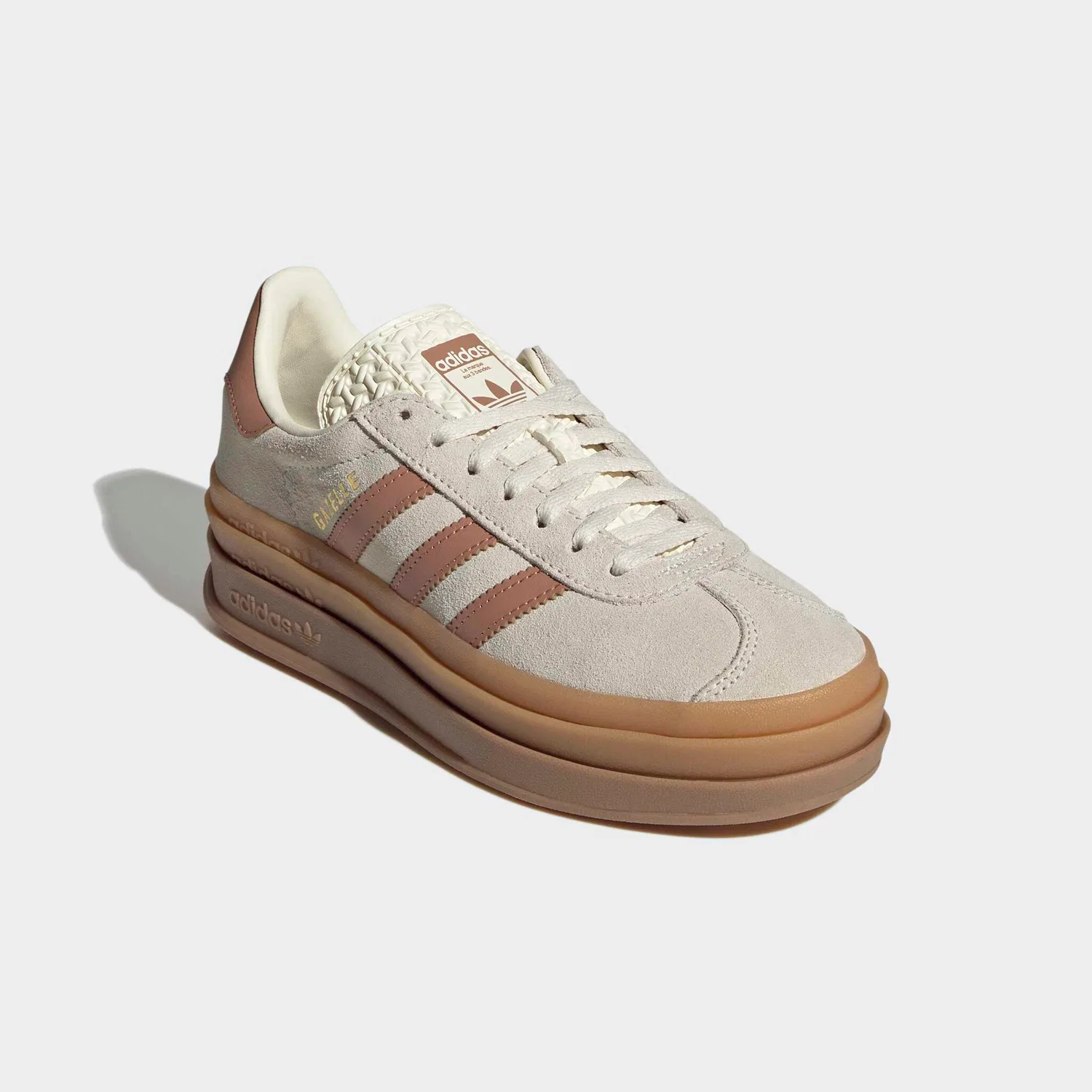 Детские кроссовки на платформе Gazelle Bold Adidas Originals, Cream White/Clay Strata/Gold Metallic