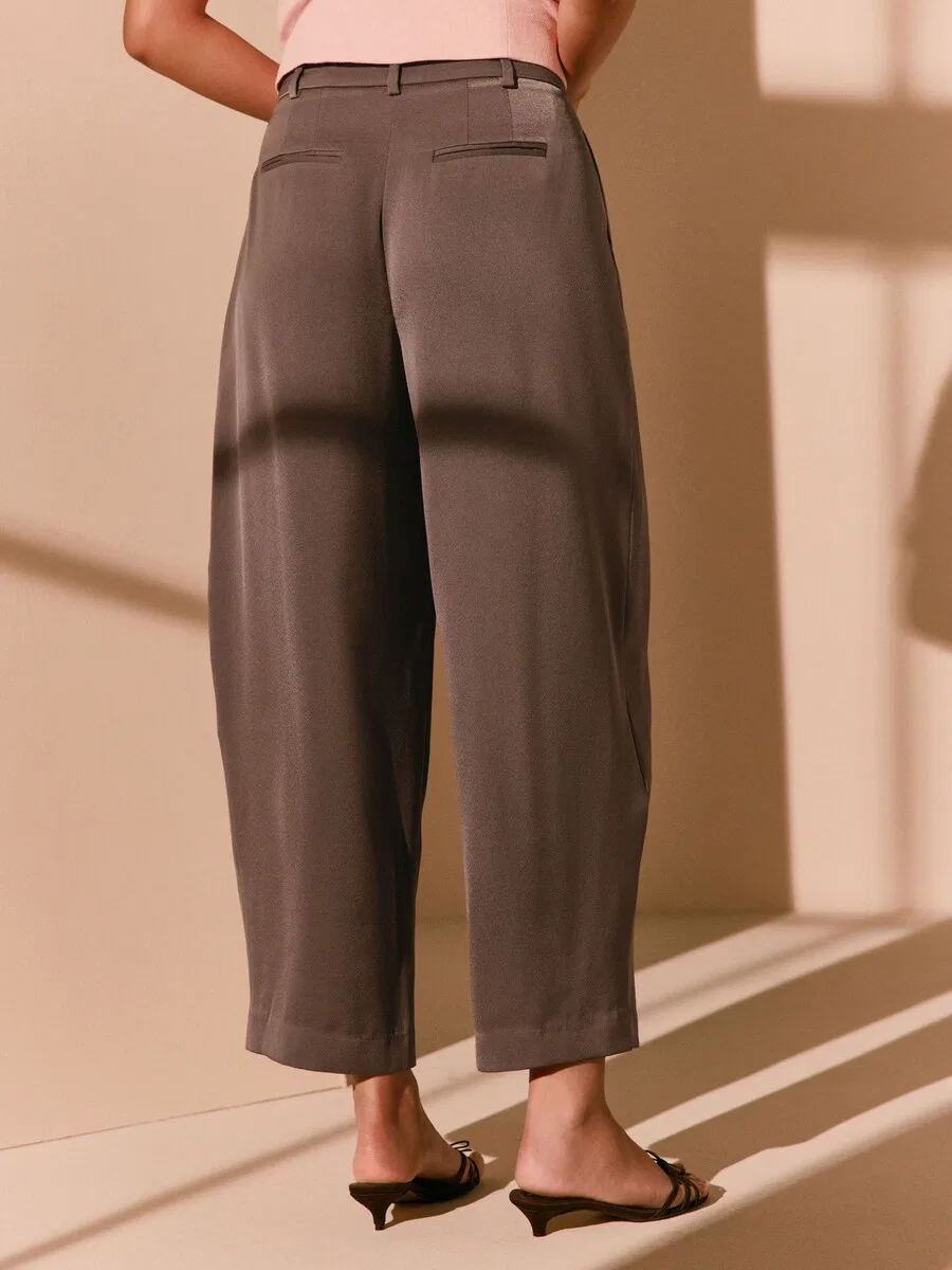 Брюки Next Barrel Pleat-Front коричневого цвета — фото 3