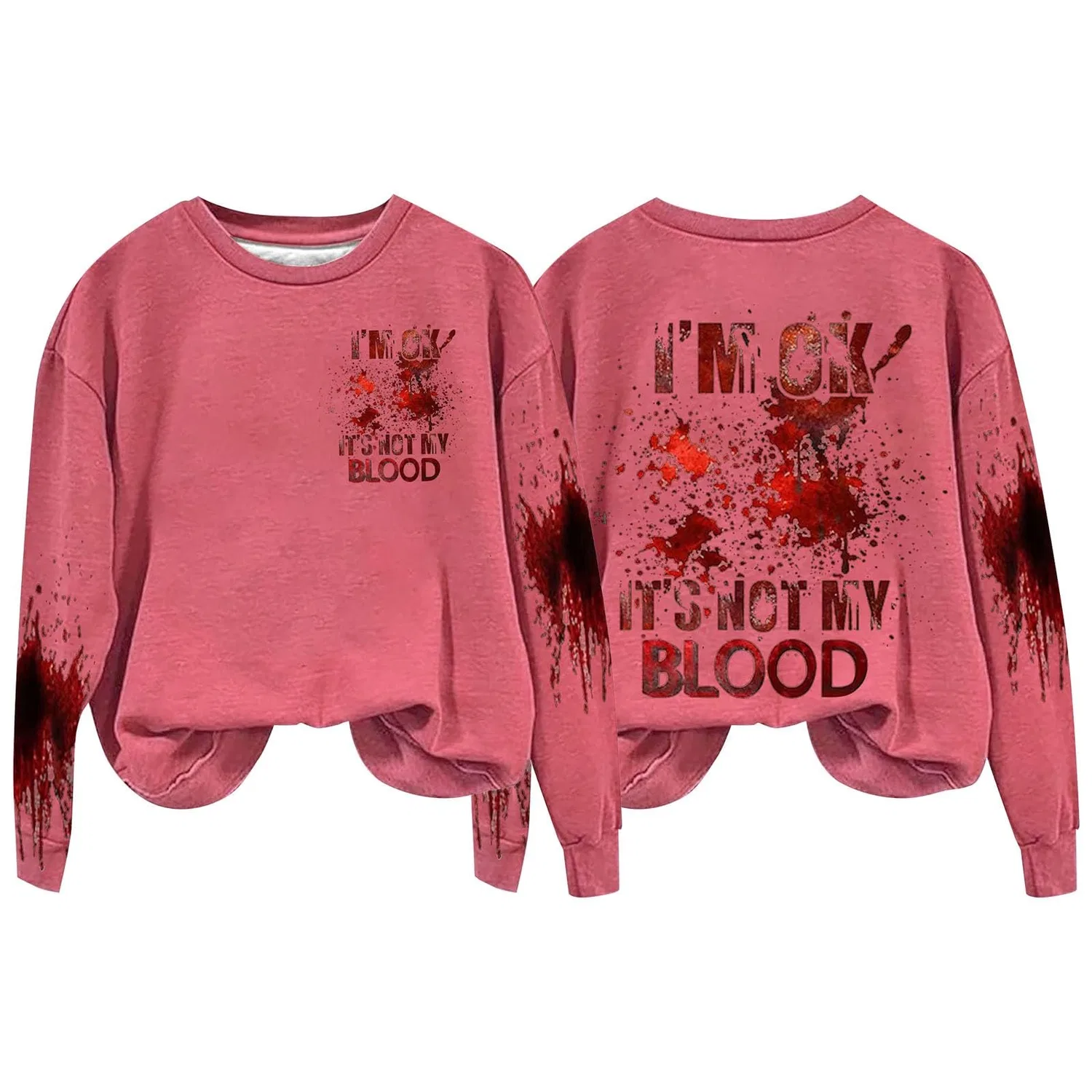 Женский худи с принтом I'M Ok Its Not My Blood, Z014 Hot Pink — фото 2