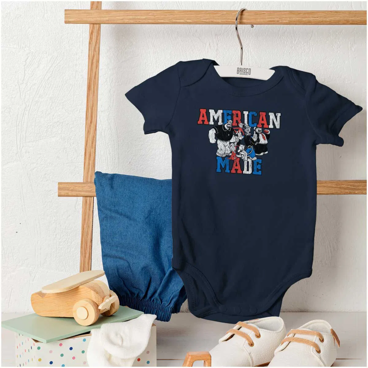 Детский боди-комбинезон с коротким рукавом Popeye Characters Brisco Brands, Navy — фото 4