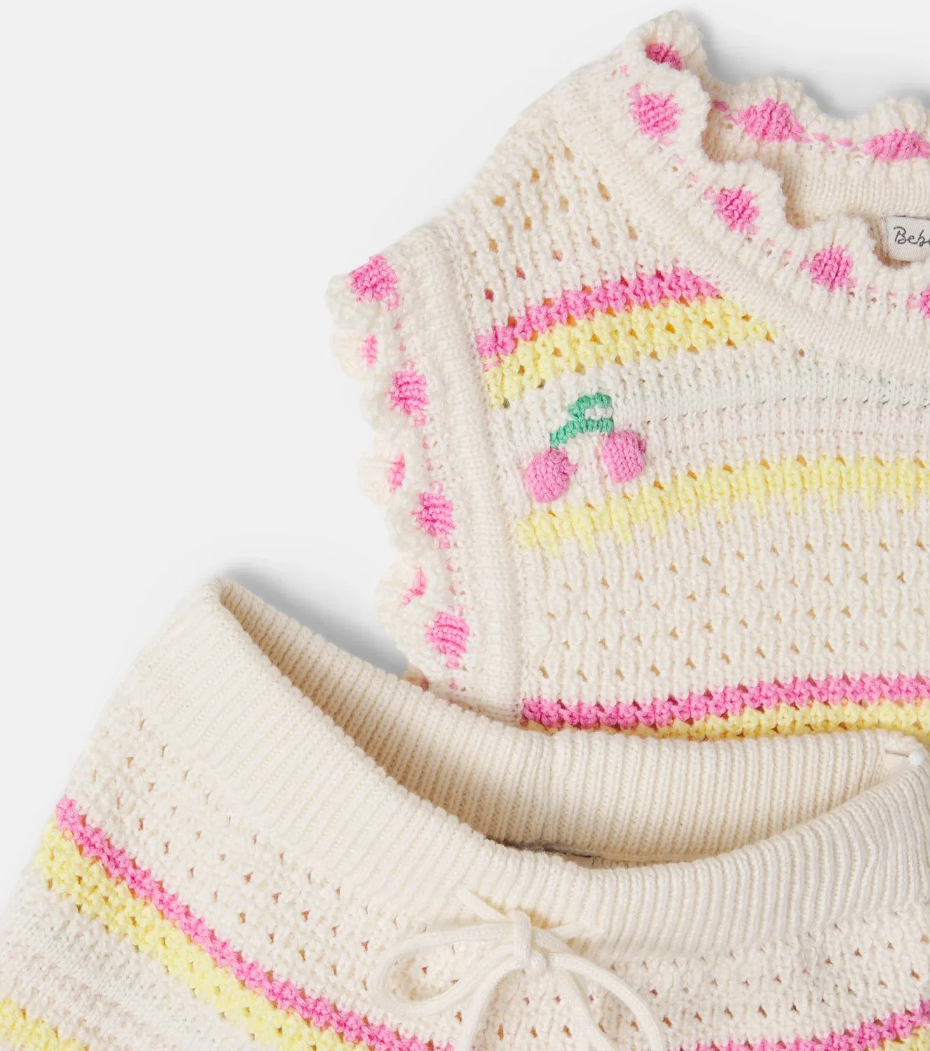 Комплект из топа и шорт с фестончатым подолом Paloma Bebe Organic, белый — фото 4