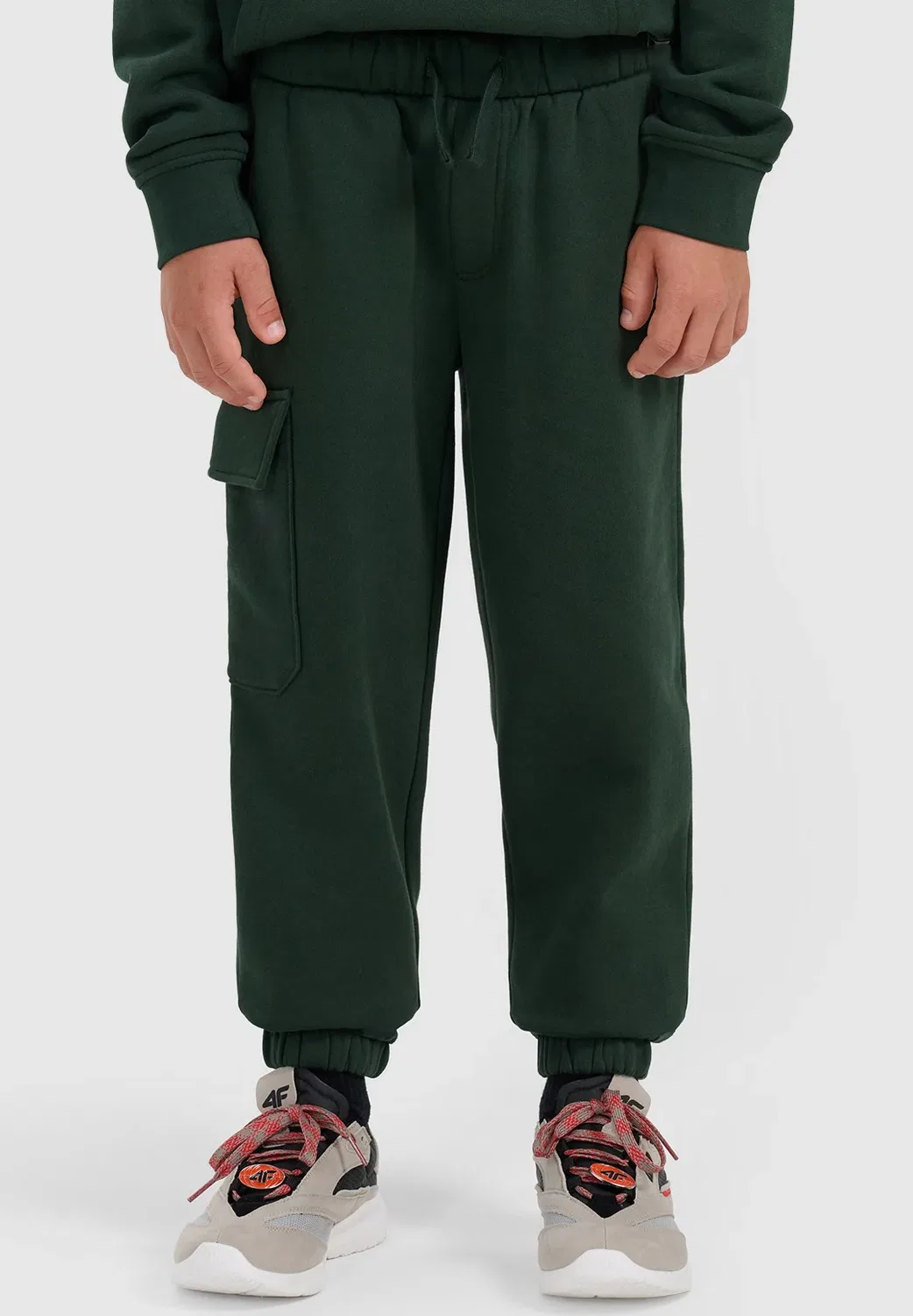 Spodnie dresowe joggery chłopięce - zielone 164 (13-14 лат) - спортивные штаны 4F, Dark Green — фото 2