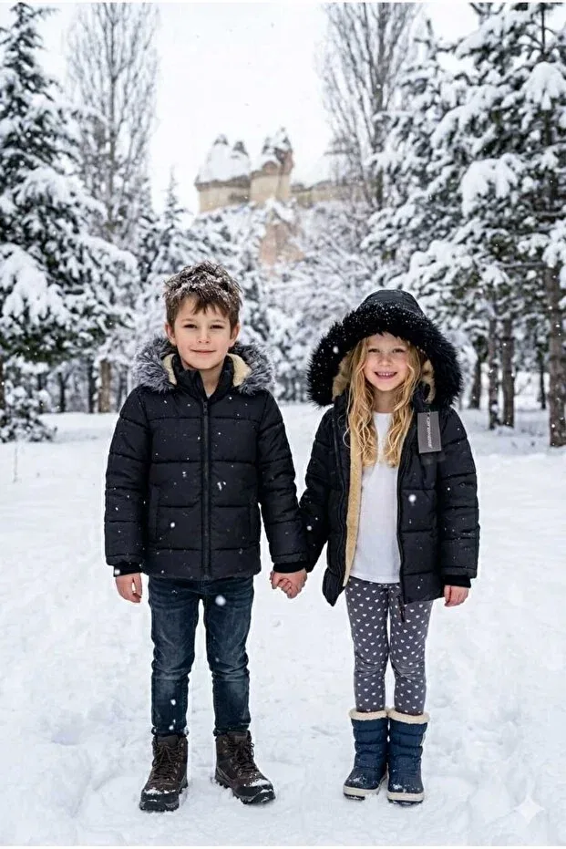 Детское зимнее пальто для девочек с длинным рукавом Carnavall, Black