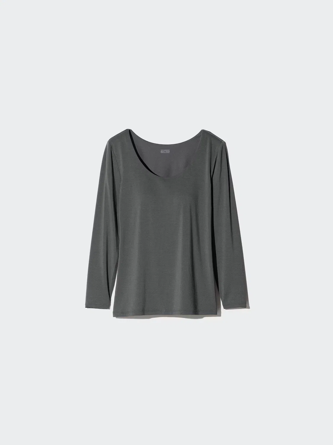 Футболка Uniqlo, с технологией Heattech, у-образный вырез и рукав 8/10, черный — фото 3