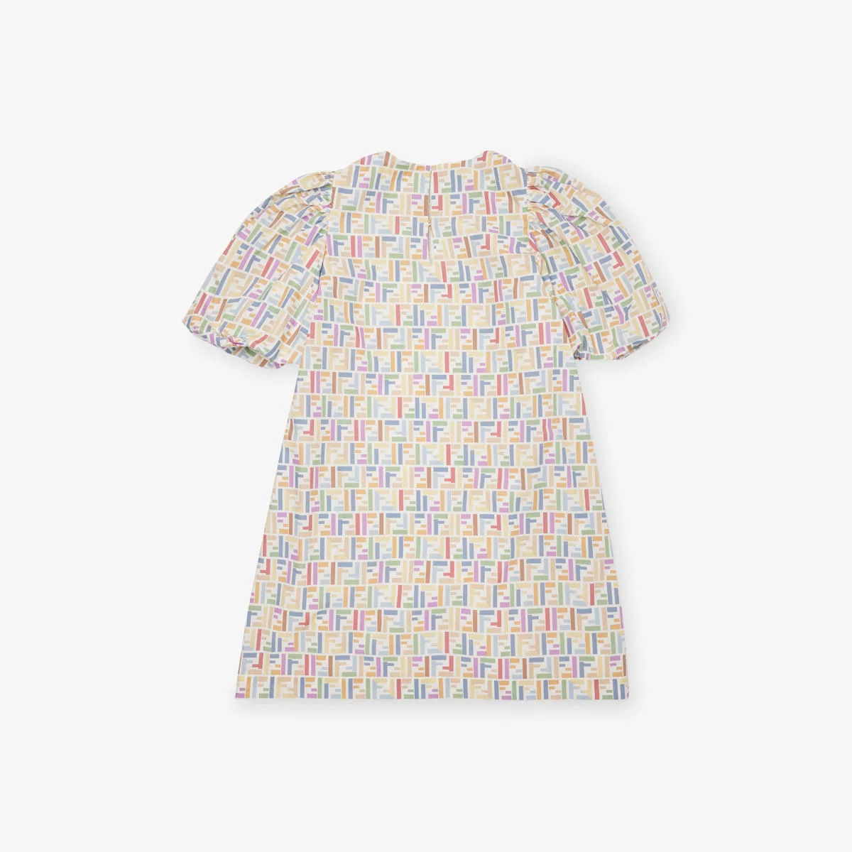 Хлопковое платье с монограммой и пышными рукавами, размер 8-10 лет Fendi, мультиколор — фото 3