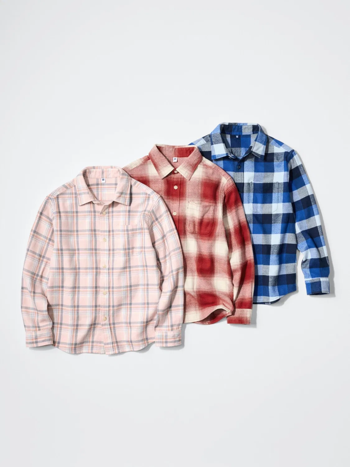 Рубашка детская фланелевая в клетку с длинным рукавом Uniqlo, розовая — фото 4