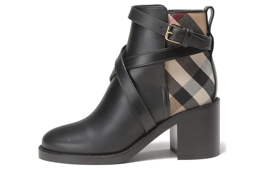 Винтажные женские берцы Burberry в тибетском бежево-черном цвете — фото 2