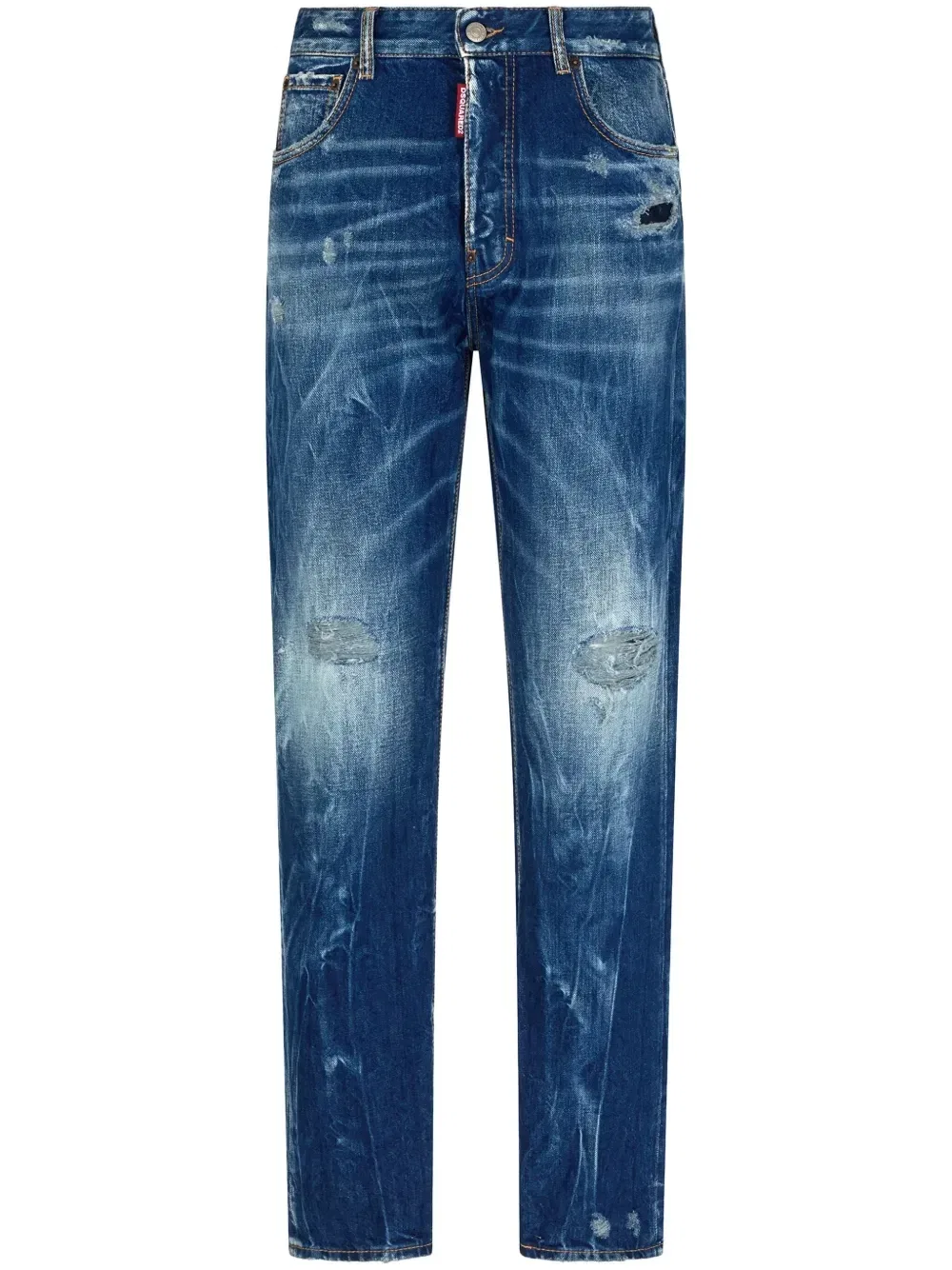 Прямые джинсы с прорезями Dsquared2, синий