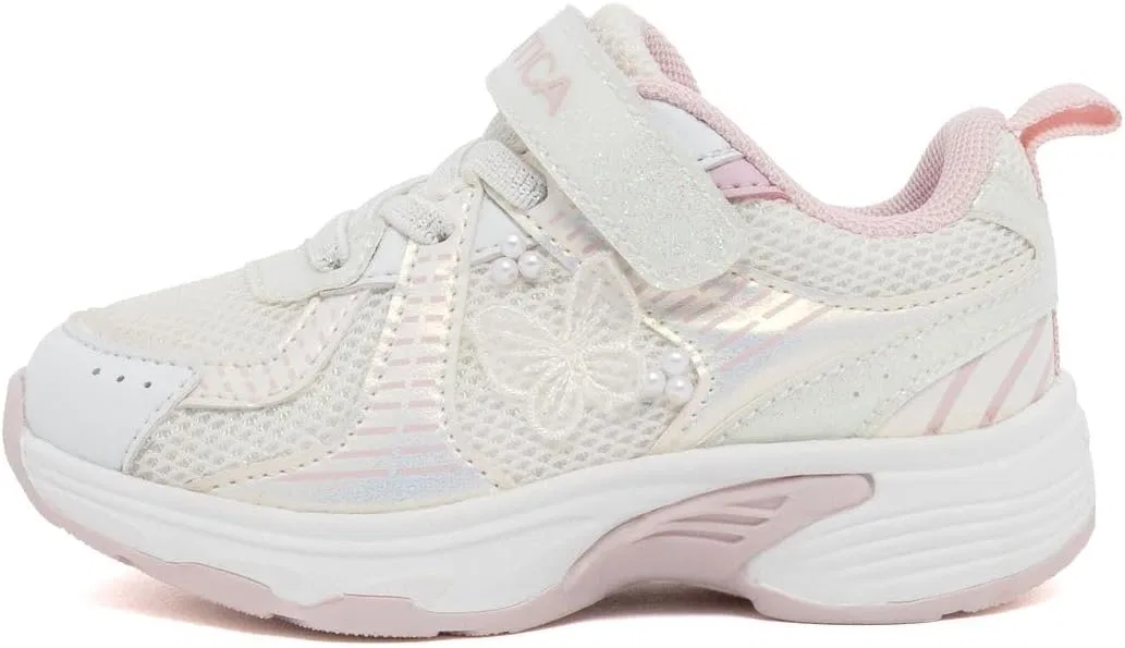 Детские кроссовки с регулируемым ремешком Nautica, White Pink Butterfly — фото 2