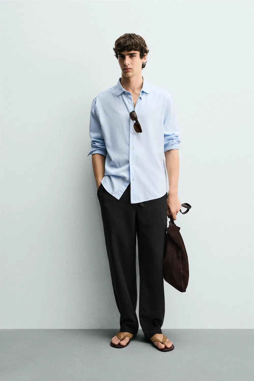 Текстурированные брюки свободного кроя ZARA, Black