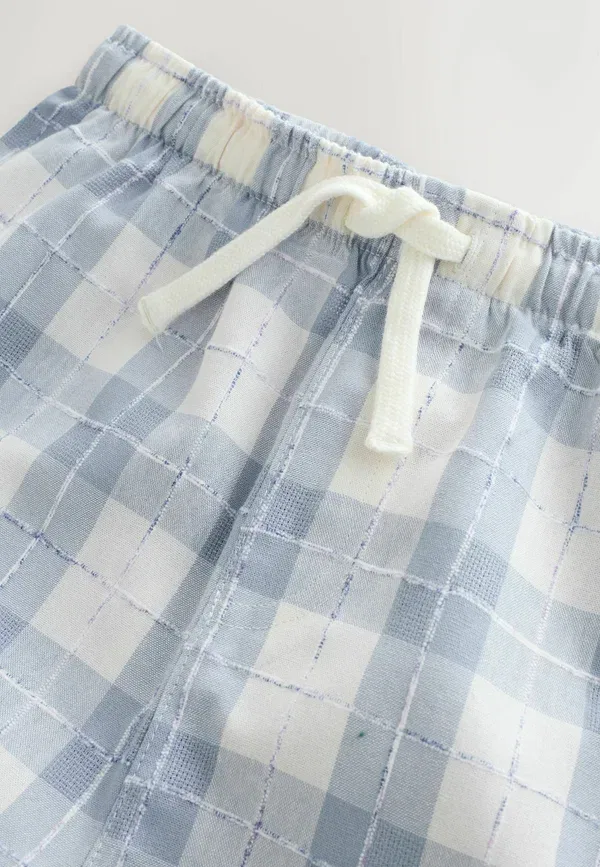 Комплект пижамный из хлопка Regular fit single check set Next White, белый/синий — фото 4
