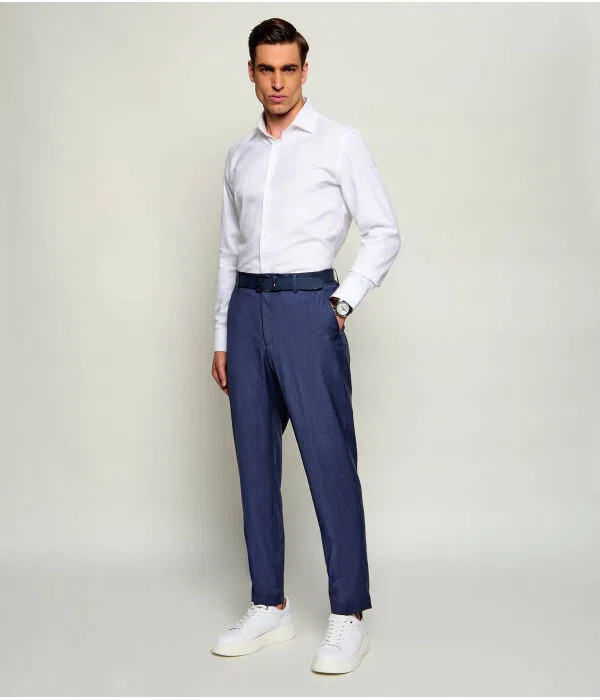 Мужские классические брюки tapered fit BOSS, Blu Marino — фото 2