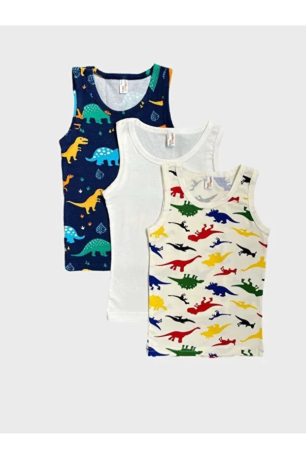 Детское для мальчиков комплект маек с принтом Elmas Kids, White Navy Blue — фото 2