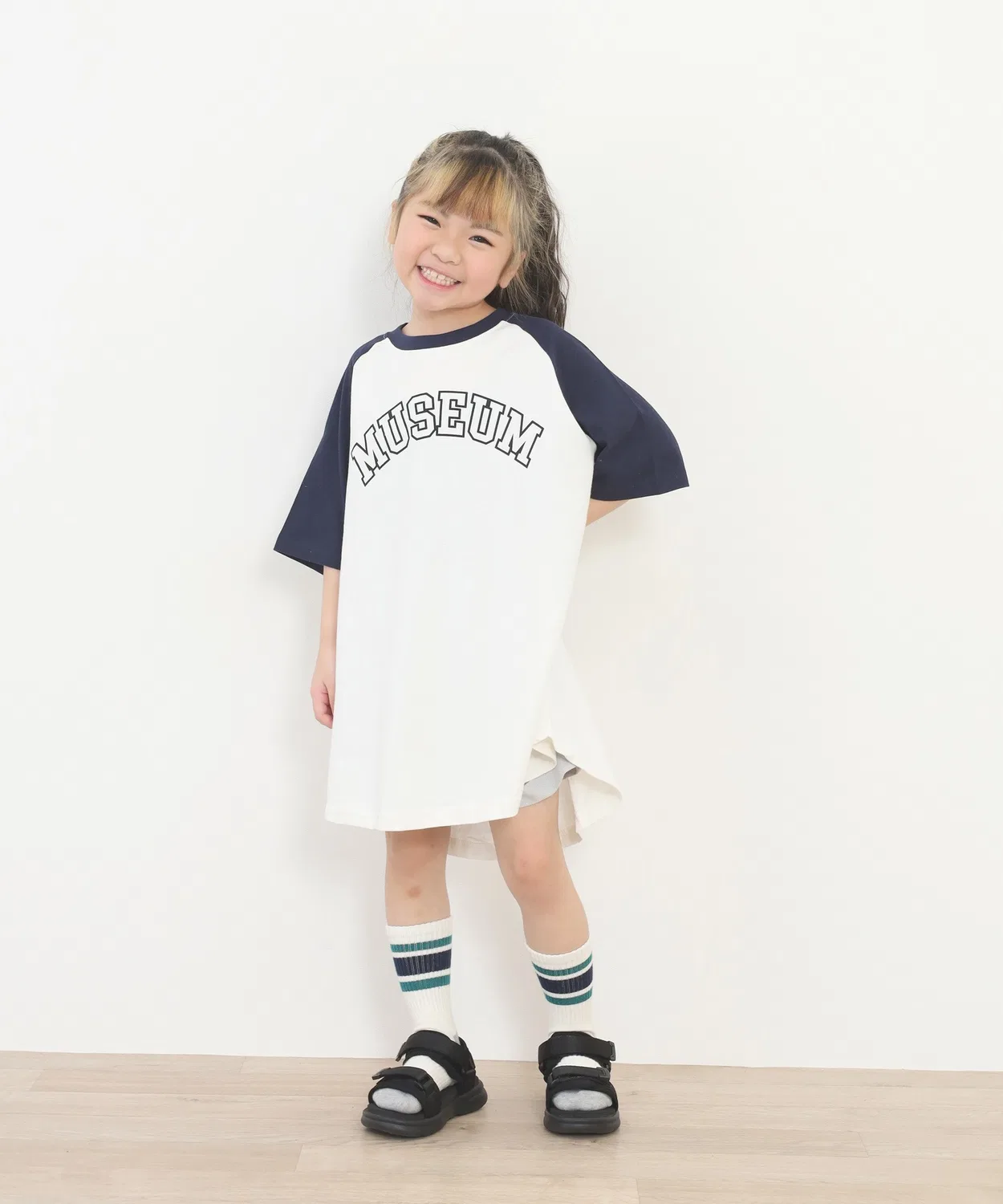 Детское платье оверсайз с принтом Raglan Sleeve FUNALIVE, Navy