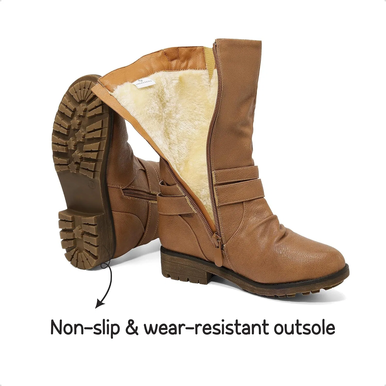 Детские сапоги для девочек с высоким голенищем DREAM PAIRS, Camel — фото 4