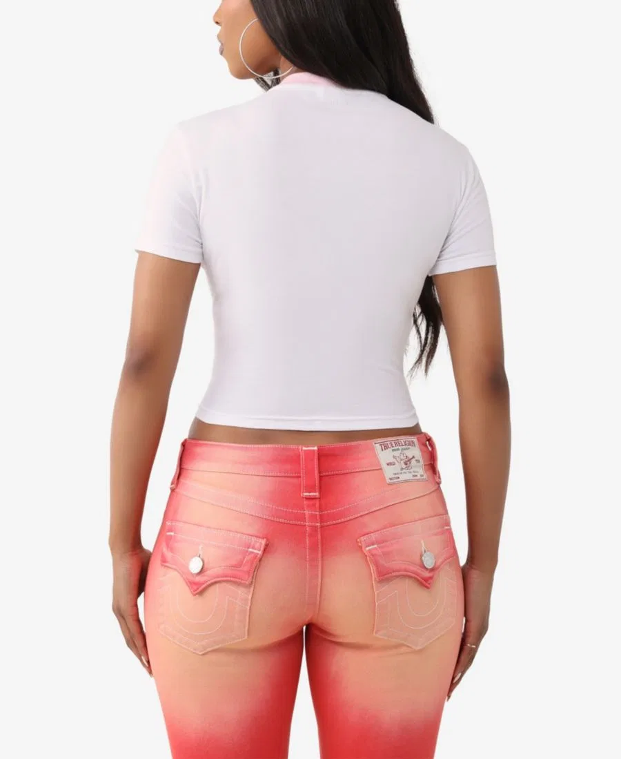 Женская футболка True Religion Crystal Heritage Baby с принтом и кристаллами, Optic White — фото 3