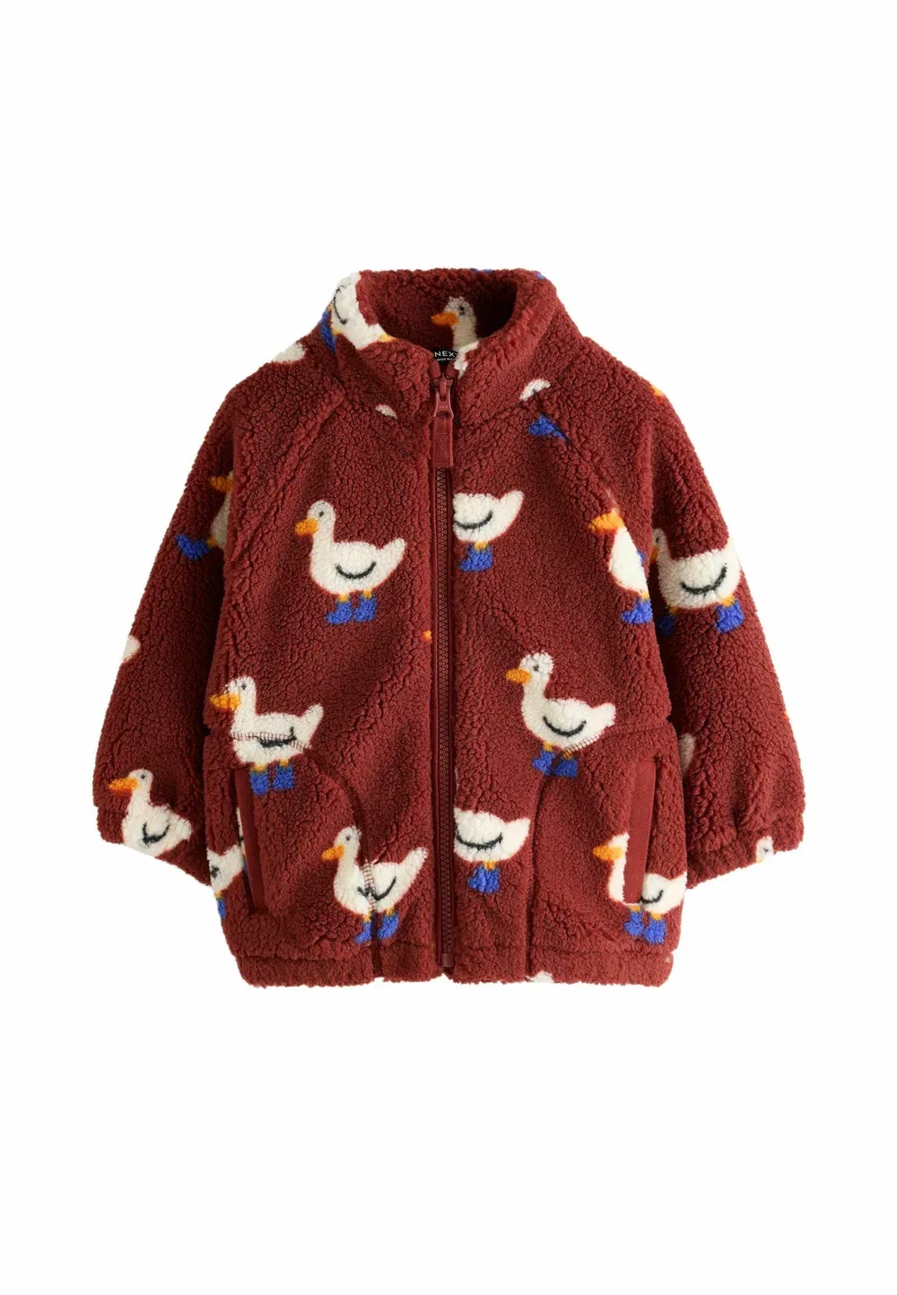 Куртка из флиса с принтом по всей поверхности, стандартного кроя Next, Burgundy Red Duck