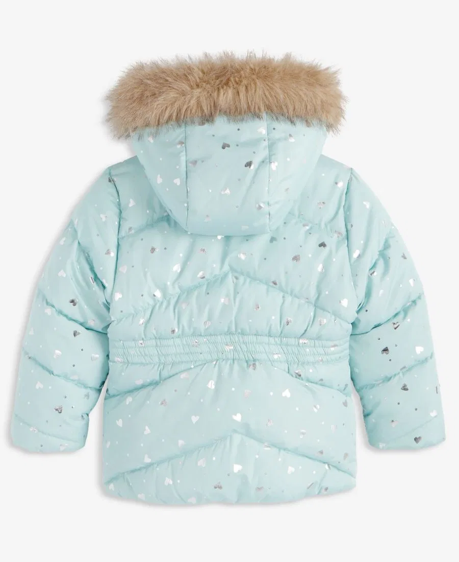 Детская куртка-пуховик с капюшоном Foil Quilted S Rothschild & CO, Seaspray Silver Hearts — фото 3