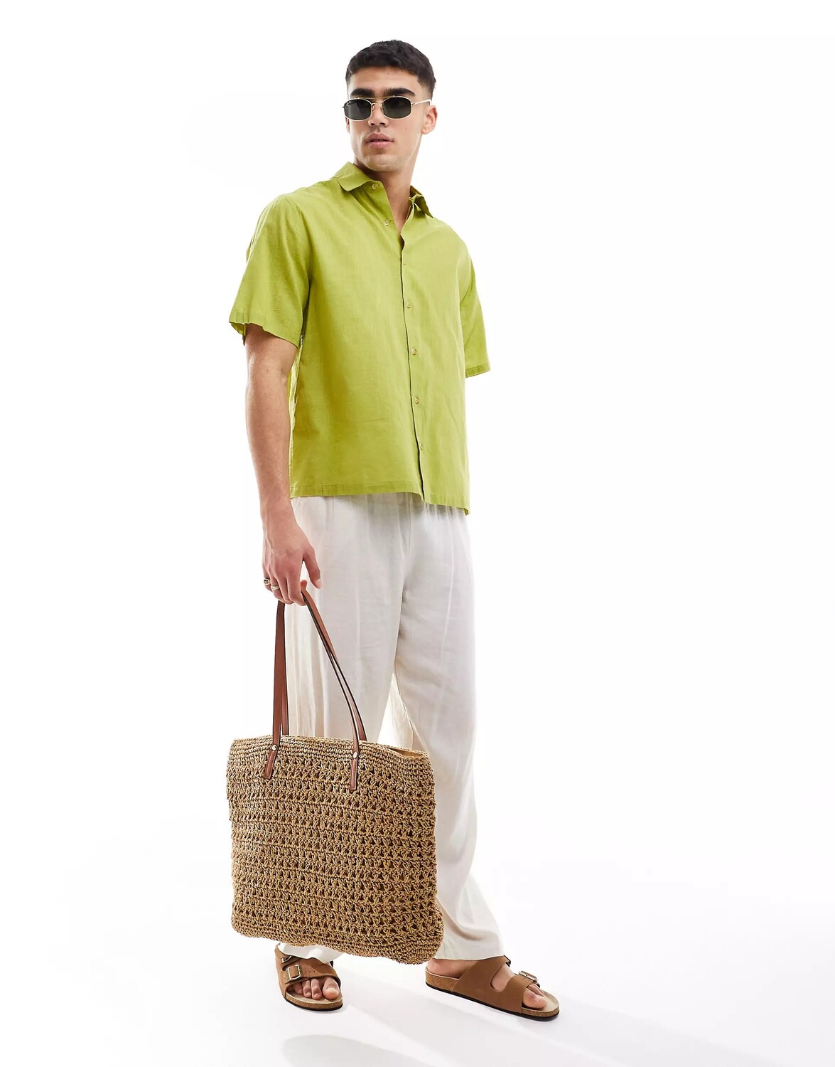 

Рубашка Asos Design Linen, оливково-зеленый