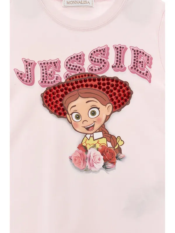Футболка с принтом Reg tee jessie - long sleeved top Monnalisa, rosa antico, розовый — фото 3