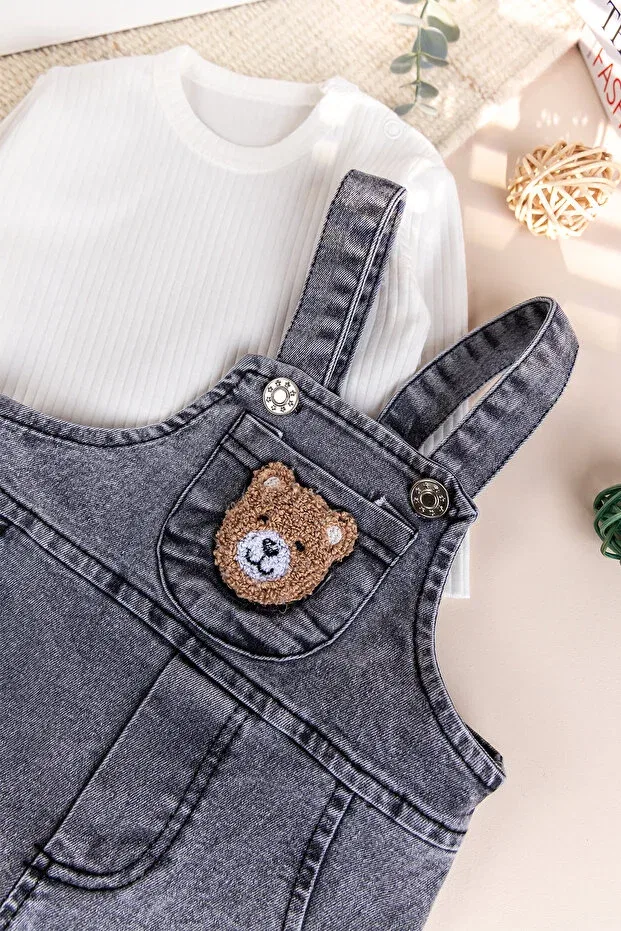 Детский комбинезон джинсовый с принтом Babymod, Gray — фото 4