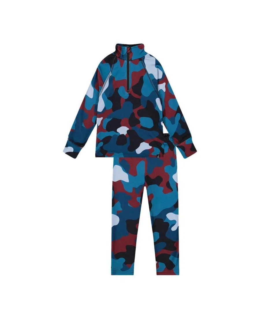 Термобелье детское с принтом, комплект из топа и брюк Deux par Deux, Blue And Red Camouflage