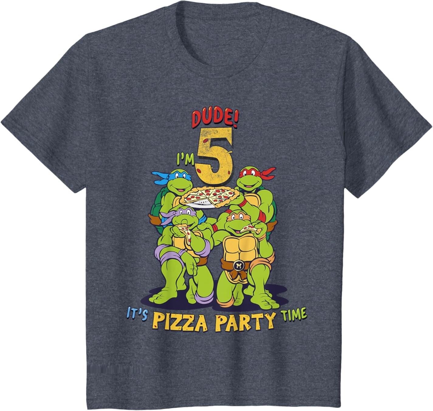 

Футболка для подростков Teenage Mutant Ninja Turtles I'm 5 Dude Pizza Birthday Party, синий вереск