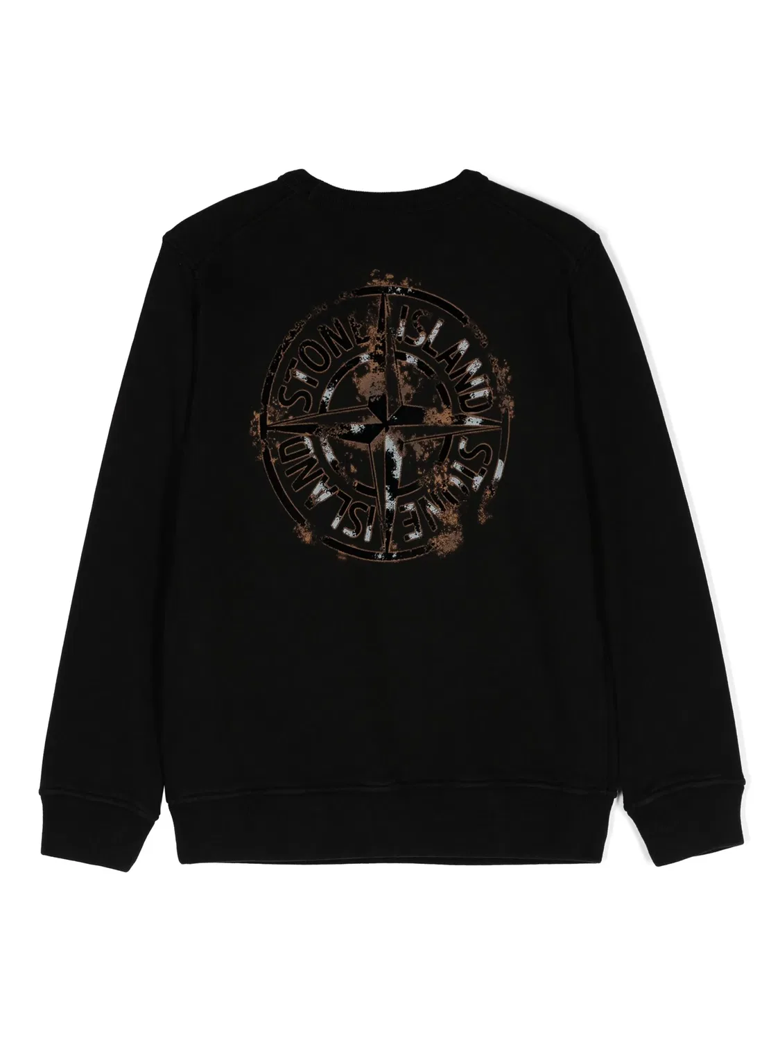 Свитшот с логотипом из органического хлопка Stone Island, черный — фото 2
