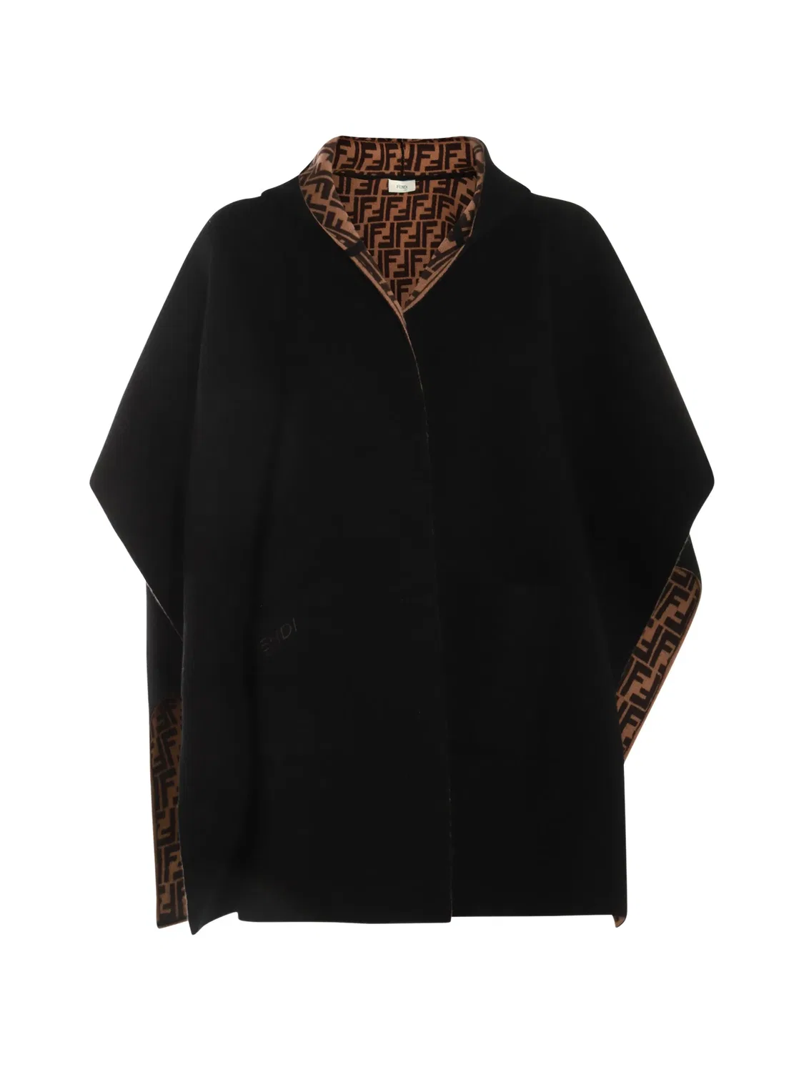 Кейп с капюшоном и логотипом FF Fendi Kids, черный