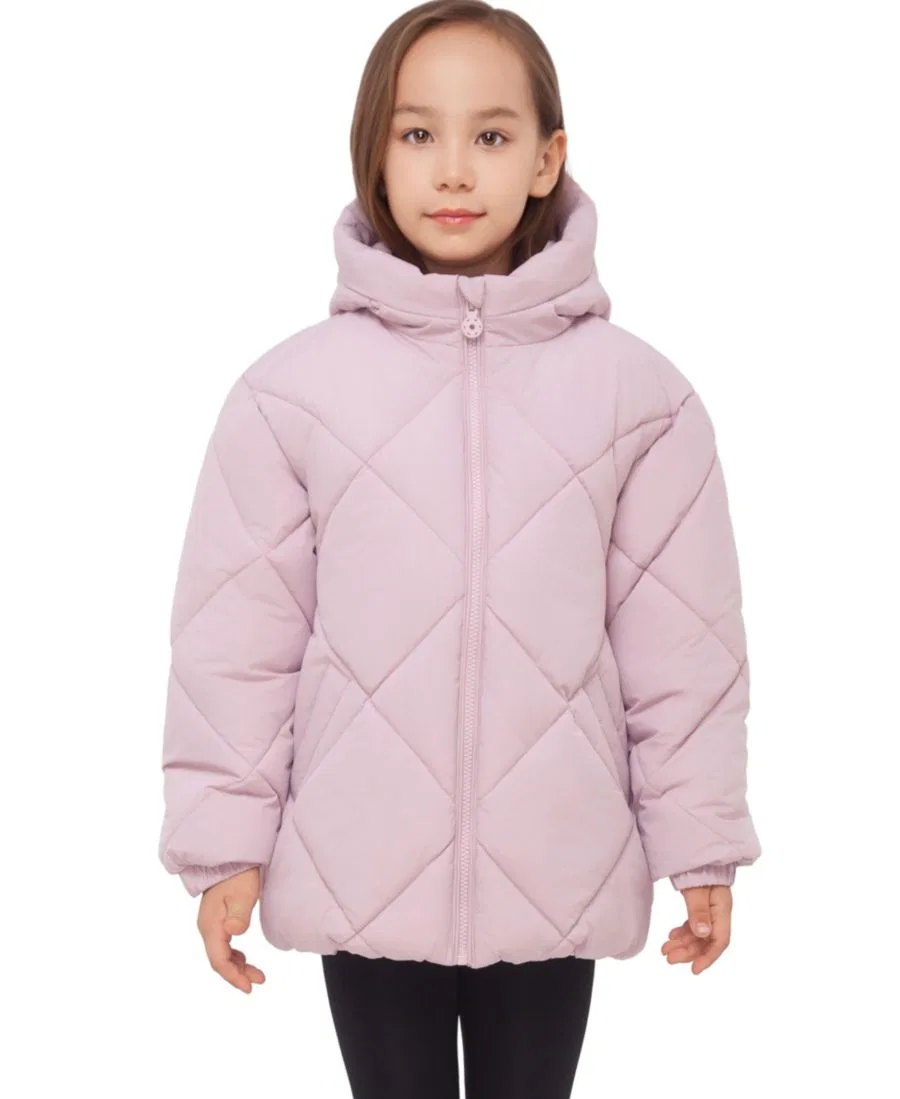 Детский стеганый пуховик с капюшоном Charlotte Diamond Quilted Hooded Puffer Jacket Rokka&Rolla, Pink