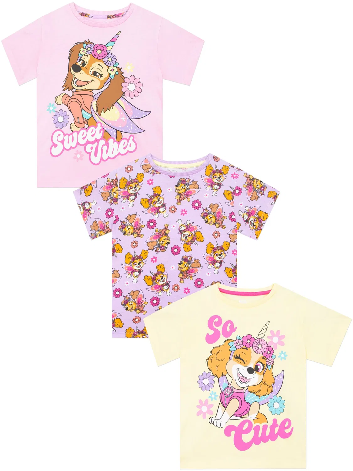 Футболки детские 3 шт, PAW Patrol Skye и Liberty Character, розовый