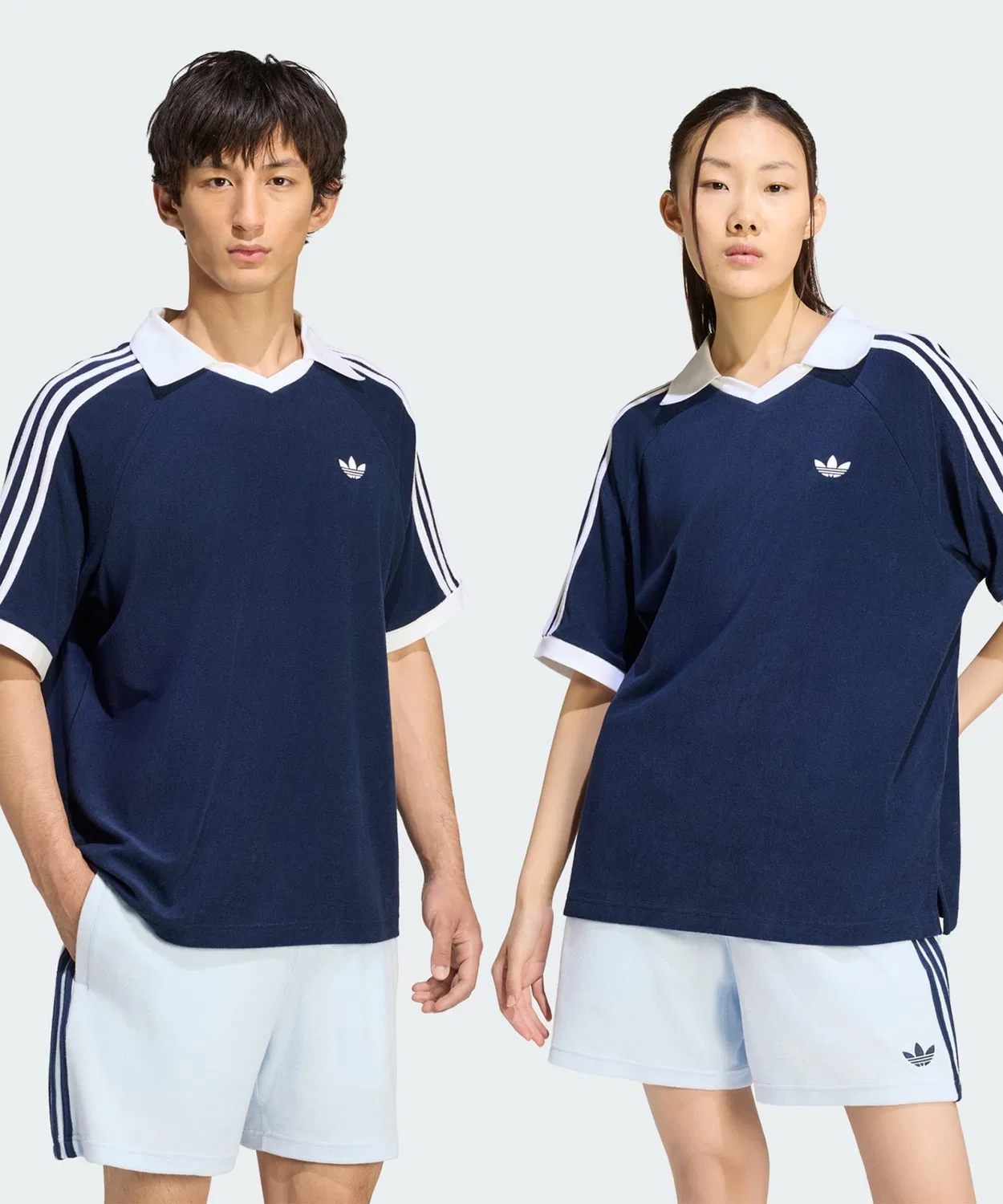 Женский поло из махровой ткани с принтом Adidas Originals, Navy
